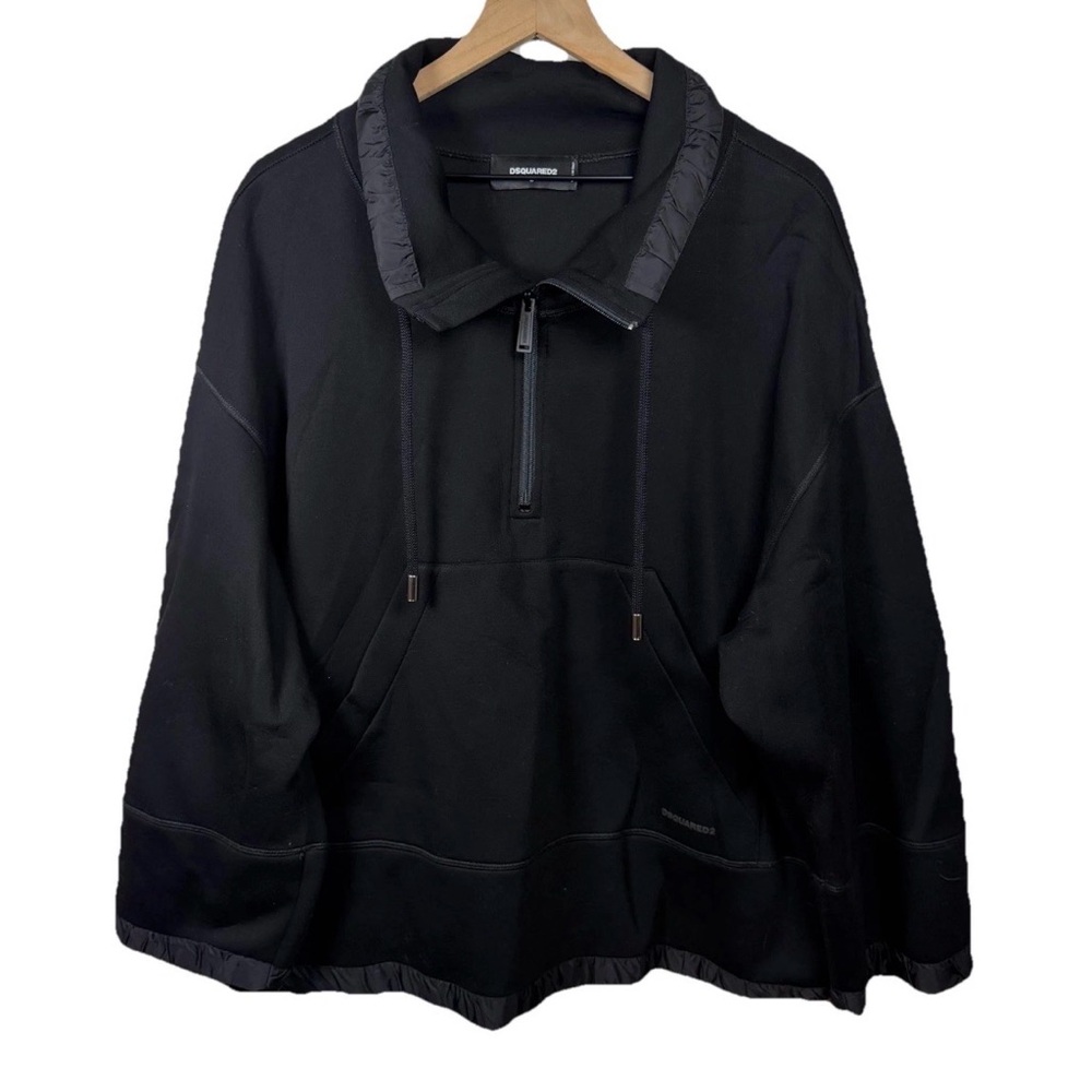 DSQUARED2 Black Scuba Half Zip Pullover Women’s Size S Italy Luxury Oversized